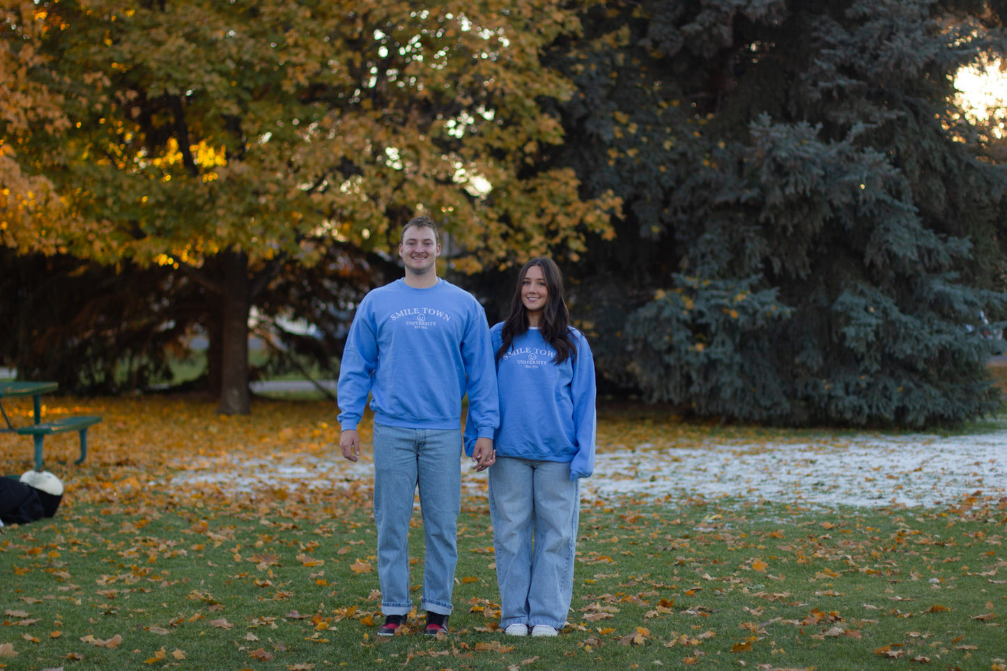 Embroidered Smile-Town Crew Neck