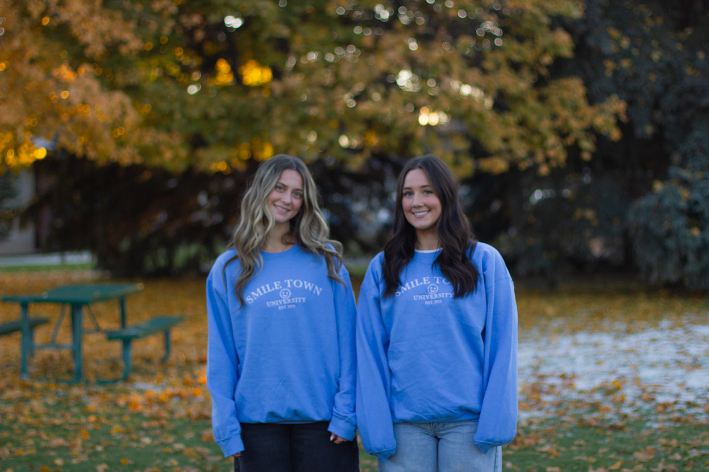 Embroidered Smile-Town Crew Neck