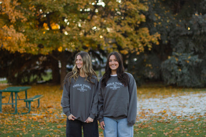 Embroidered Smile-Town Crew Neck